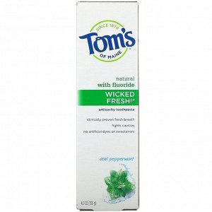 Tom's of Maine, Natural Anticavity,  Wicked Fresh!  with Fluoride Toothpaste, Cool Peppermint, 4.7 oz (133 g)