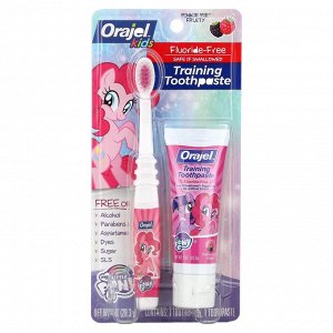 Orajel, Kids, My Little Pony Training Toothpaste with Toothbrush, Fluoride Free, Pinkie Pie Fruity, 2 Piece Set