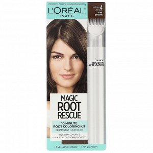 L'Oreal, Комплект для окрашивания корней за 10 минут Magic Root Rescue, оттенок 4 темный коричневый, на 1 применение