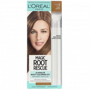 L'Oreal, Magic Root Rescue, комплект для окрашивания корней за 10 минут, оттенок 6 светло-каштановый, на 1 применение