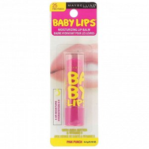 Maybelline, Увлажняющий бальзам для губ Baby Lips, оттенок 25 «Розовый пунш», 4,4 г