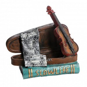 Сувенир полистоун подставка под бутылку "Книги и скрипка" 23,5х25,5х13,5 см