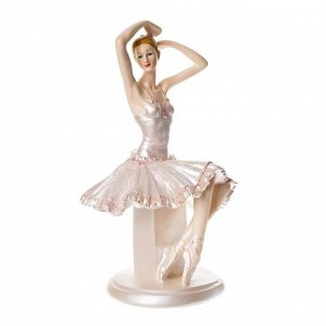 Сувенир полистоун "Балерина готовится к сцене в перламутро-розовой пачке" 21х11х12 см