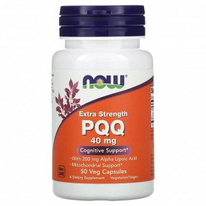 Now Foods, PQQ усиленного действия, 40 мг, 50 растительных капсул