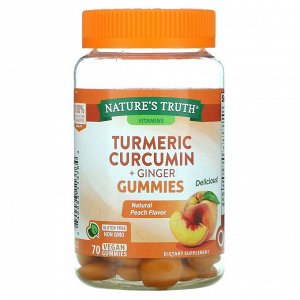 Nature's Truth, куркумин из куркумы и имбирь, со вкусом натурального персика, 70 веганских жевательных мармеладок