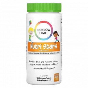 Rainbow Light, Nutri Stars, мультивитамины, со вкусом ананаса и апельсина, 120 жевательных таблеток