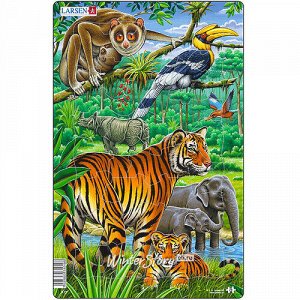 Пазл для детей Джунгли с тигром, 30 элементов, 28*18 см (LARSEN)