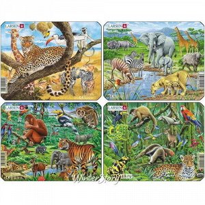 Пазл для малышей Экзотические животные: Водопой в джунглях, 11 элементов, 18*14 см (LARSEN)