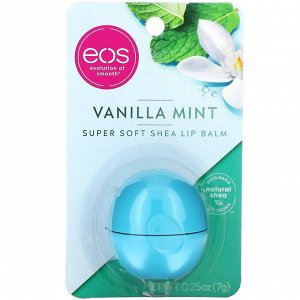 EOS, смягчающий бальзам для губ с маслом ши, ваниль и мята, 7 г (0,25 унции)