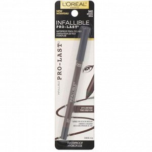L'Oreal, Водостойкий карандаш для глаз Infallible Pro-Last, оттенок 940 «Коричневый», 1,2 г