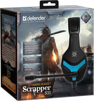 Гарнитура Defender Scrapper 500  игров,синий+черн,кабель 2м