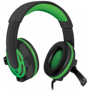 Гарнитура Defender Warhead G-300 зеленый, игровые 2.5м кабель