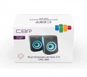 Колонки CBR CMS 366, Blue. 2х3 Вт, USB 2.0, покрытие софт-тач