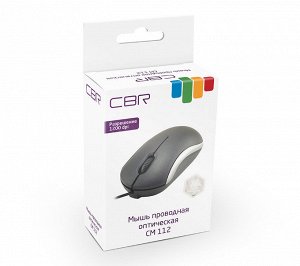 Мышь CBR CM 112 Silver, оптика, 1200dpi, офисн., провод 1.1 метра, USB