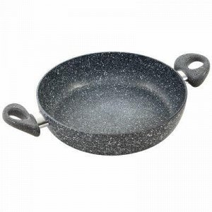 &quot;Stone Pan&quot; Жаровня с тефлоновым покрытием 2,7л, д24см, h6,2см, s0,3см, ручки из термостойкого пластика, стеклянная жаростойкая крышка с пароотводом, усиленное минералами покрытие (Россия)