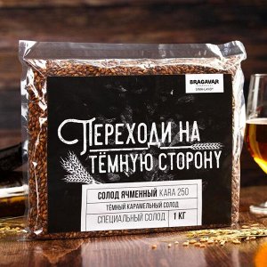 Солод для пива ячменный «Переходи на тёмную сторону»: тёмный карамельный солод, 1 кг.