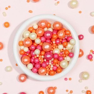 Драже зерновое в цветной кондитерской глазури «Жемчуг» персиковый, розовый, серебро, 50 г