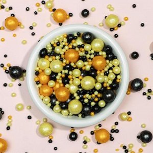 Драже зерновое в цветной кондитерской глазури «Жемчуг» чёрный, жёлтый, золото, 50 г