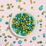 Кондитерские посыпки, микс, бирюзовый с золотом, 50 г