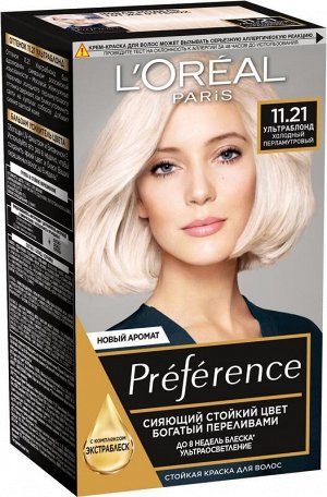 L'Oreal Paris Стойкая краска для волос "Preference", оттенок 11.21, Ультраблонд