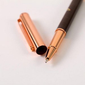 Ручка металл «Золотой учитель», фурнитура розовое золото, 0,1 мм, шариковая, паста синяя