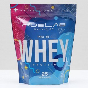 Протеин RusLabNutrition PRO 65 WHEY Клубника со сливками, спортивное питание, 800 г