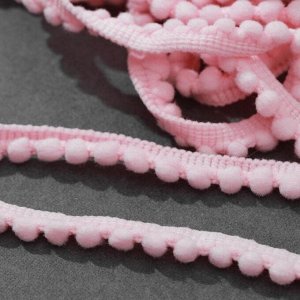 Арт Узор Тесьма декоративная с помпонами, 12 ± 2 мм, 10 ± 1 м, цвет розовый