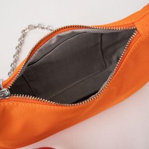 Сумка-багет, отдел на молнии, наружный карман, длинный ремень, цвет оранжевый