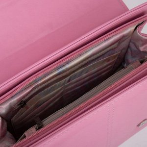 Сумка-мессенджер, отдел на клапане, наружный карман, регулируемый ремень, цвет розовый