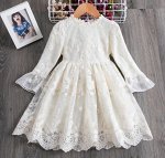 Детское платье с длинным рукавом, ажурное, цвет белый