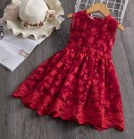 Детское ажурное платье, цвет красный