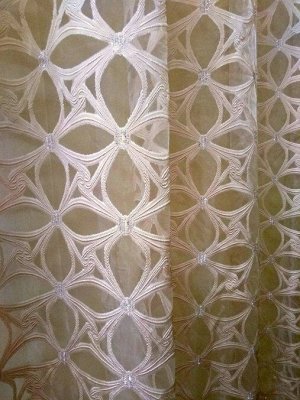 Органза Галатея, бежевый, Ширина: 2,0м, Тип крепления: Шторная лента