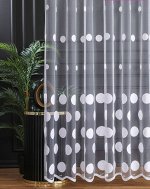 Микросетка Круги, белый, Тип крепления: Шторная лента, Ширина: 4,0м