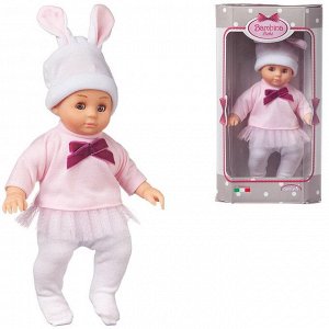 Кукла DIMIAN Bambina Bebe Пупс в бело-розовом костюмчике и шапочке с ушками, 20 см20