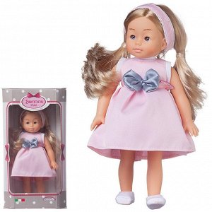 Кукла DIMIAN Bambina Bebe в розовом платье с серым бантом, 20 см