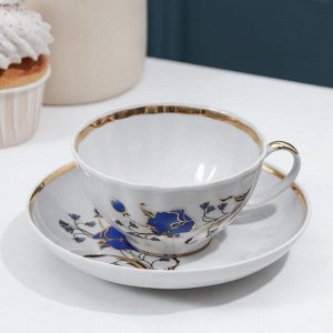 Чашка чайная с блюдцем «Синий мак», 275 мл