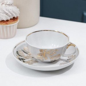 Чашка чайная с блюдцем «Золотая ветка», 220 мл