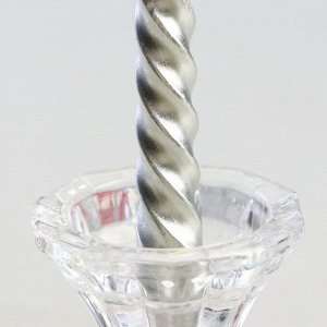 Набор свечей витых, 1.5x15 см, 2 шт., серебряный металлик