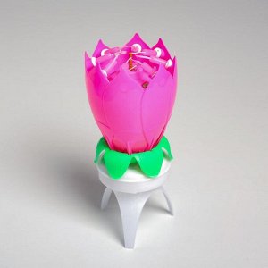 Свеча для торта музыкальная ""Тюльпан"", крутящаяся, розовая, 14,5×6 см