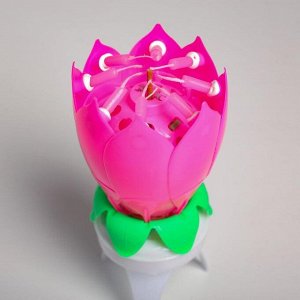 Свеча для торта музыкальная "Тюльпан", крутящаяся, розовая, 14,5?6 см