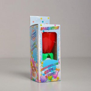 Свеча для торта музыкальная ""Тюльпан"", крутящаяся, красная, 14,5×6 см