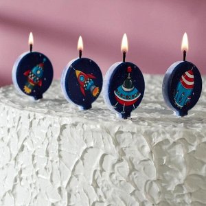Набор свечей в торт "Космос", 4x4,4см, 4 шт
