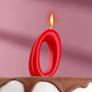 Свеча для торта цифра "Овал" "0", красная