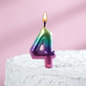 Свеча восковая для торта "Акварель" цифра 4