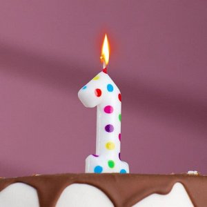 Свеча в торт на день рождения «‎Цветное конфетти»‎, цифра "1", 5.5 см