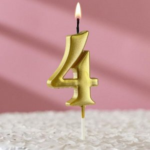 Свеча в торт цифра "4", 5,5х3 см, золото