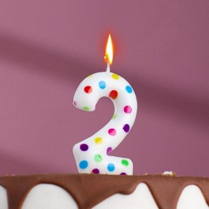 Свеча в торт на день рождения «?Цветное конфетти»?, цифра "2", 5.5 см