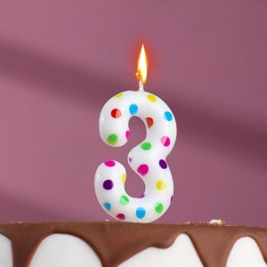Свеча в торт на день рождения «?Цветное конфетти»?, цифра "3", 5.5 см