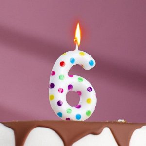 Свеча в торт на день рождения «?Цветное конфетти»?, цифра "6", 5.5 см