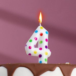 Свеча в торт на день рождения «?Цветное конфетти»?, цифра "4", 5.5 см